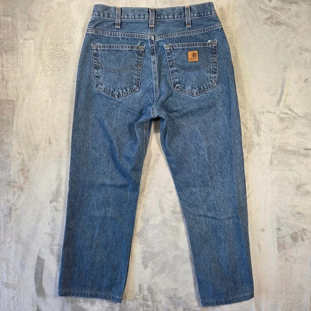 Carhartt Loose Fit Straight Leg Jeans Mens 32x34 Medium Wash Blue Denim 100086